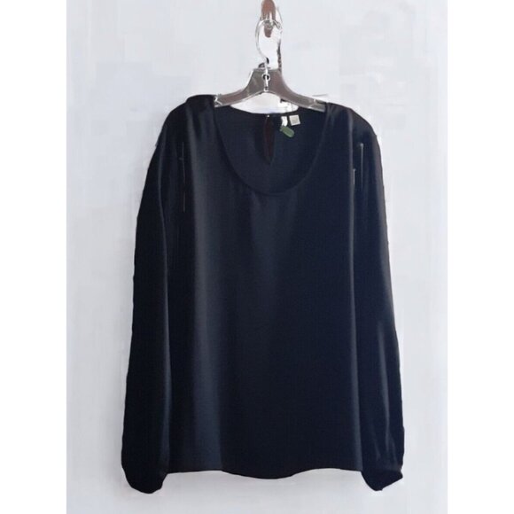 Cato 18/20W Black Blouse Top Sheer Holiday Party Career Shoulder Flapper Fringe